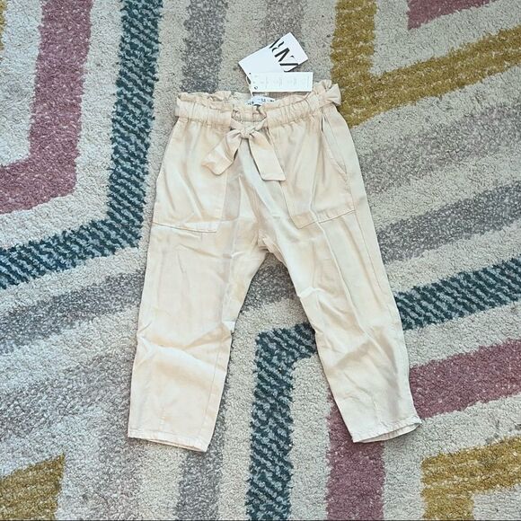 ZARA Kids | Ecru | FLOWY DRAWSTRING PANTS - Picture 2 of 4